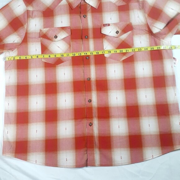 Wrangler Shirt Men's Size 2XL Cinnamon Stick Plaid Short Sleeve Collar Western - Picture 10 of 11